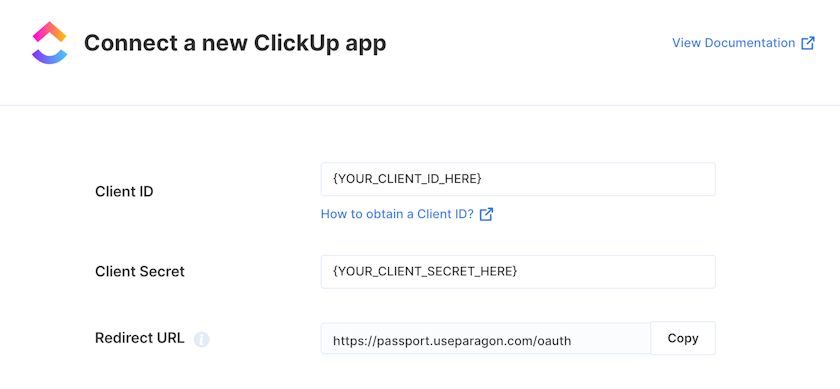 Getting ClickUp Client ID and Client Secret